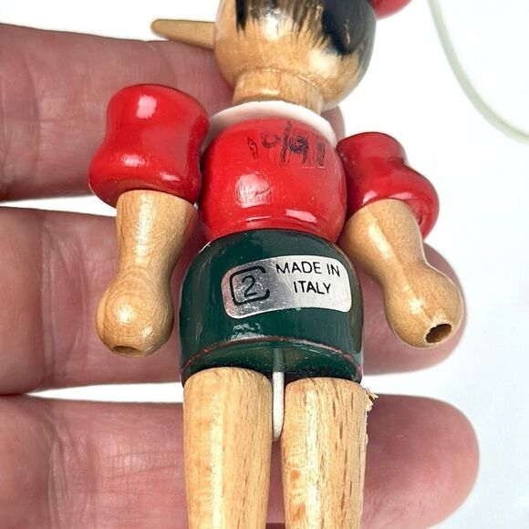 C2 Rainoldi Jointed Wooden Pinocchio Christmas Ornament Hand painted in Italy - Picture 8 of 9